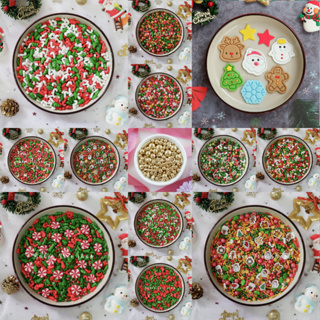 🎄พร้อมส่ง🎄 เม็ดมุกธีม Christmas ขนาด 50 กรัม เม็ดน้ำตาลแต่งเค้ก หลายแบบ สีสวย ขนมเบเกอรี่