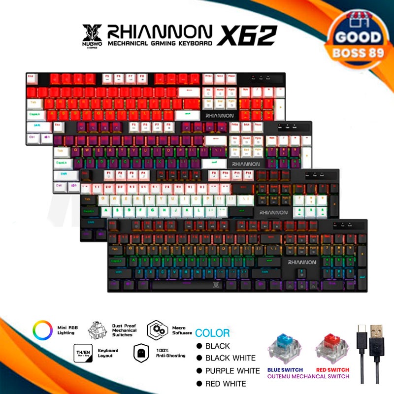 [ใช้โค้ด เหลือ428บ.] พร้อมส่ง Nubwo X62คีย์บอร์ด Keyboard Gaming ...
