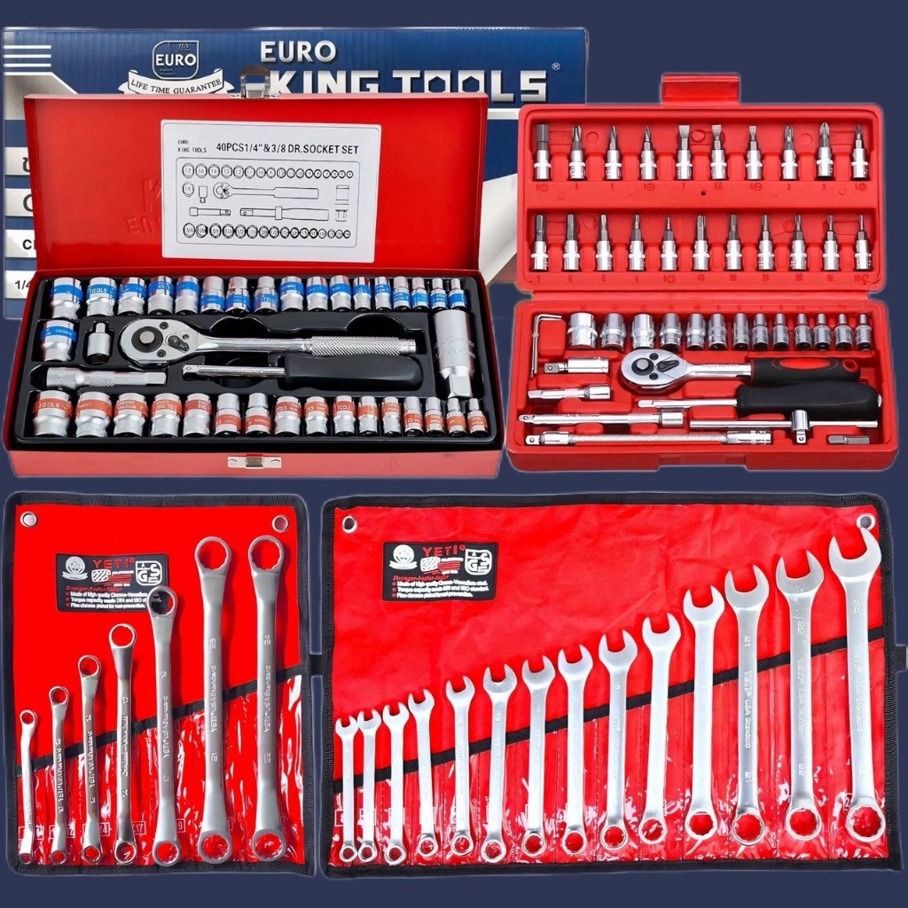 EURO KING TOOLS ชุดบล็อก 40 ชิ้น+ประแจ YETI+แหวน YETI(7pc) +ชุดบล็อก 46 ...