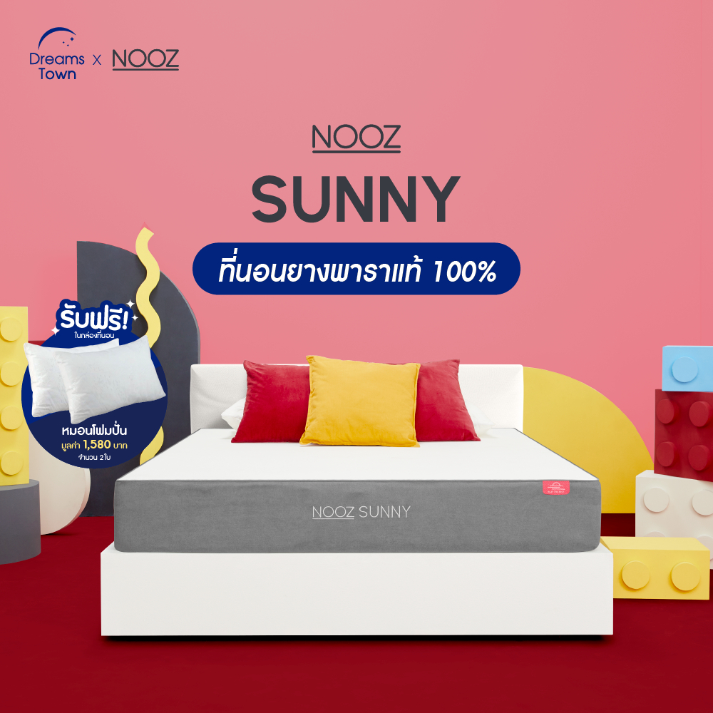 ภาพหน้าปกสินค้าNOOZ ที่นอนยางพาราแท้ 100% บอกลาอาการปวดหลัง จัดส่งในกล่อง น้ำหนักเบา ยกคนเดียวได้ ขนย้ายง่าย ที่นอนยางพารา ที่นอนนุ่มแต่ไม่ยวบ รุ่น Sunny