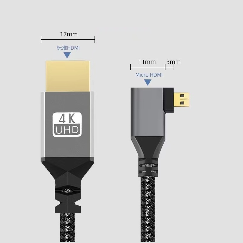 สาย Micro HDMI แบบสั้น 50cm V2.0 MICRO HDMI Cable Left turn Right turn ...