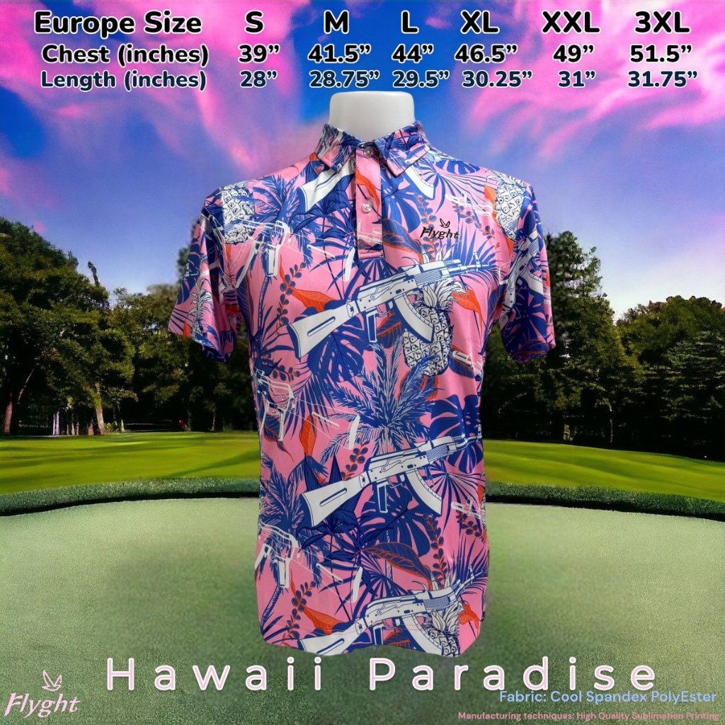 เสื้อกอล์ฟ Flyght Golf Shirt UV protection SPF50+ Hawaii Paradise