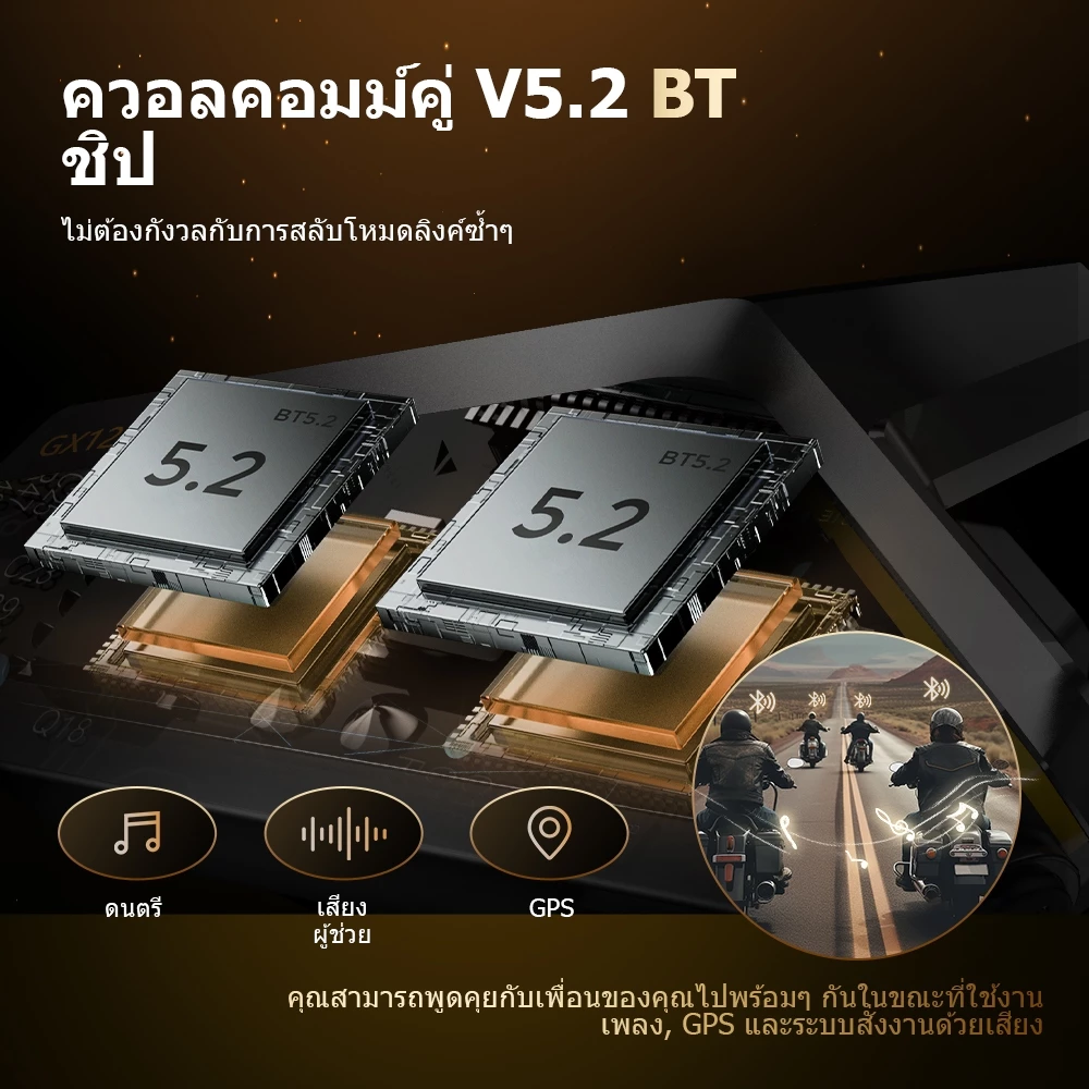 GEARELEC GX12 หมวกกันน็อคบลูทูธ โทรและฟังเพลงพร้อมกัน บลูทูธ กันน้ำ อินเตอร์คอม แบ่งปันเพลง EQ FM ลดเสียงรบกวนอัจฉริยะ CVC&DSP