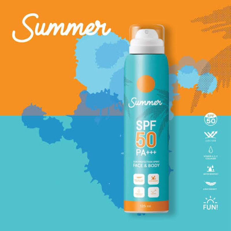 Summer sun spray 125ml. SPF 50 PA +++ ซัมเมอร์ ซันสเปรย์ สเปรย์กันแดด ...