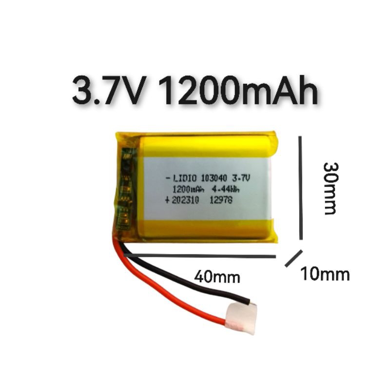 Batteria LIPO DIY 103040 3,7V 1200mAh Con Protezioni E Connettore 2P-PH