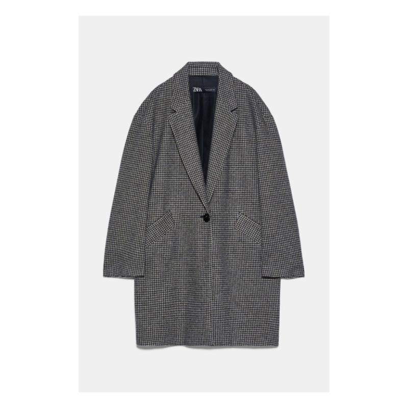 เสื้อโค้ท ZARA HOUNDSTOOTH COAT (used สภาพดี) Shopee Thailand