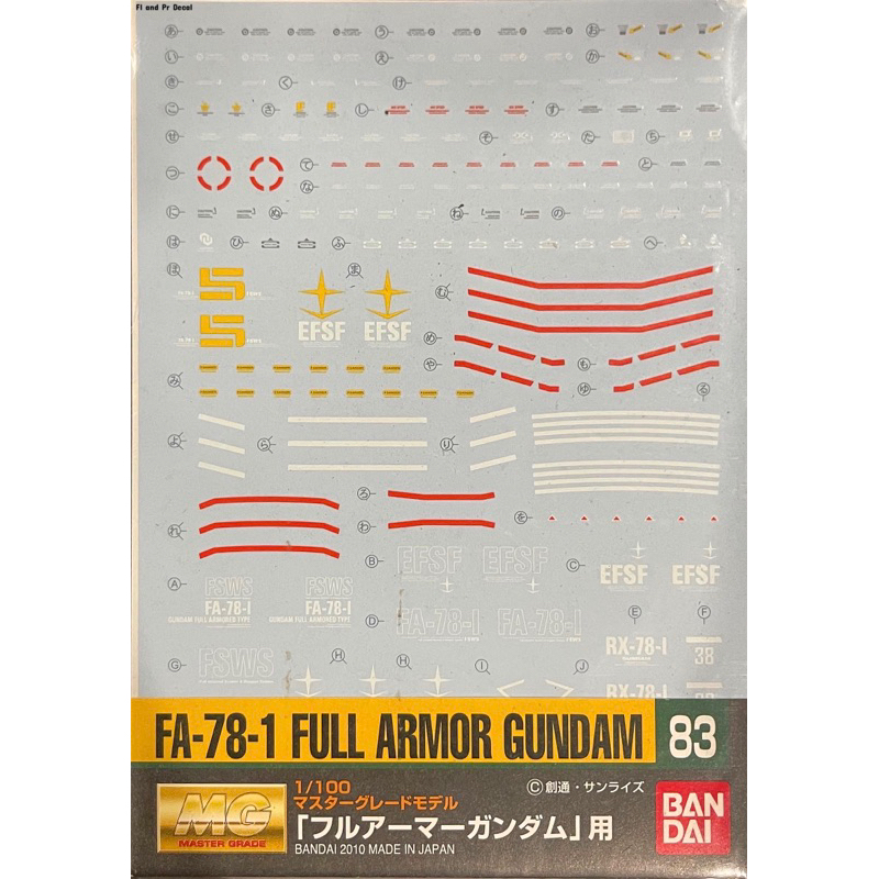 Water Decal Mg FA-78-1 Full Armor Gundam ของแท้ Bandai | Shopee Thailand