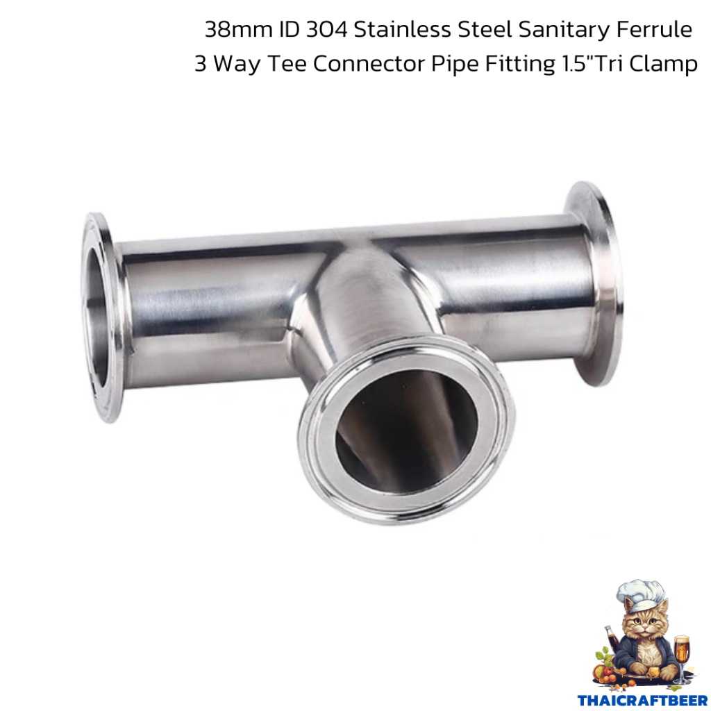 38mm ID 304 Stainless Steel Sanitary Ferrule 3 Way Tee