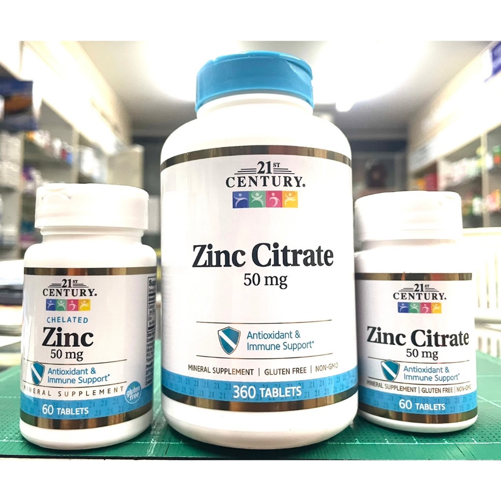 *พร้อมส่ง* Chelated Zinc, Zinc Citrate 50mg (21st Century) | Shopee ...