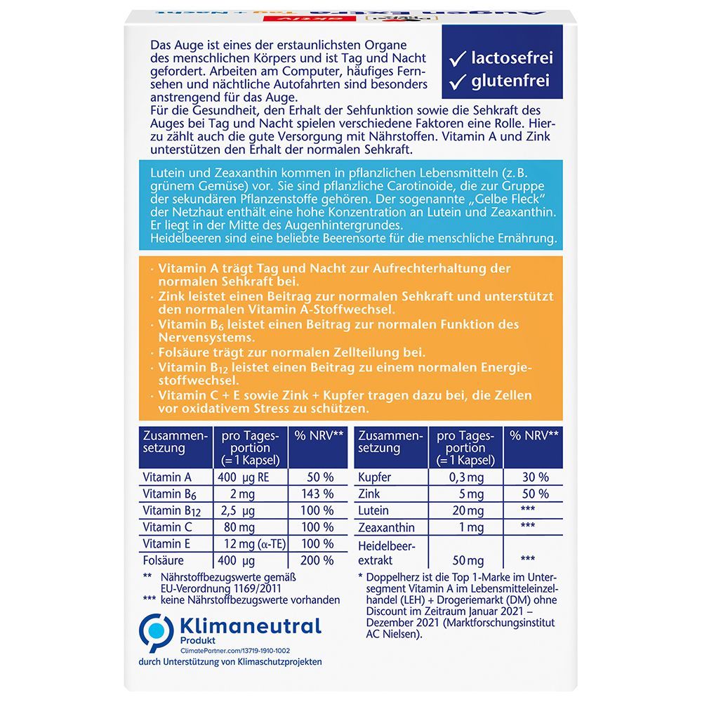 วิตามินบำรุงสายตาสำหรับคนขับรถกลางคืน จ้องคอมและมือถือเยอะ DoppelHerz aktiv  Augen extra Tag+Nacht ใหม่เพิ่มLutein20mg!!! | Shopee Thailand