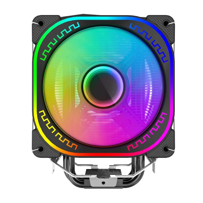 Prism Black ARGB Dual Fan 4 Heat Pipe Top Cover Illuminated CPU Cooler ...