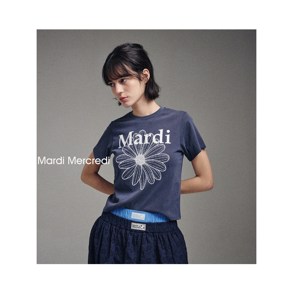 SLIM RINGER TSHIRT FLOWERMARDI_NAVY IVORY main image 1