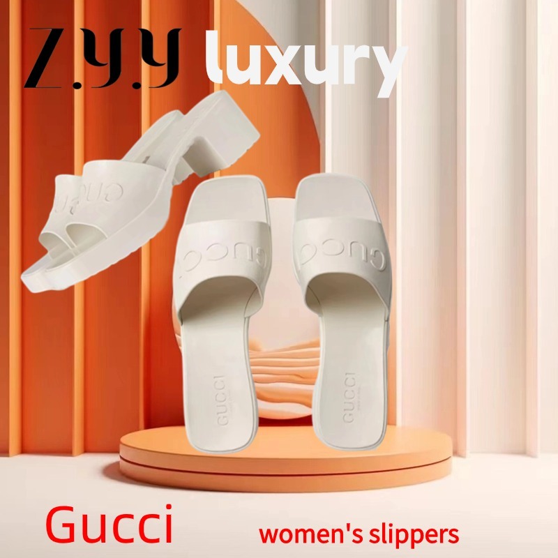 New Hot Ready Stock 100 GUCCI Women s rubber slide sandal