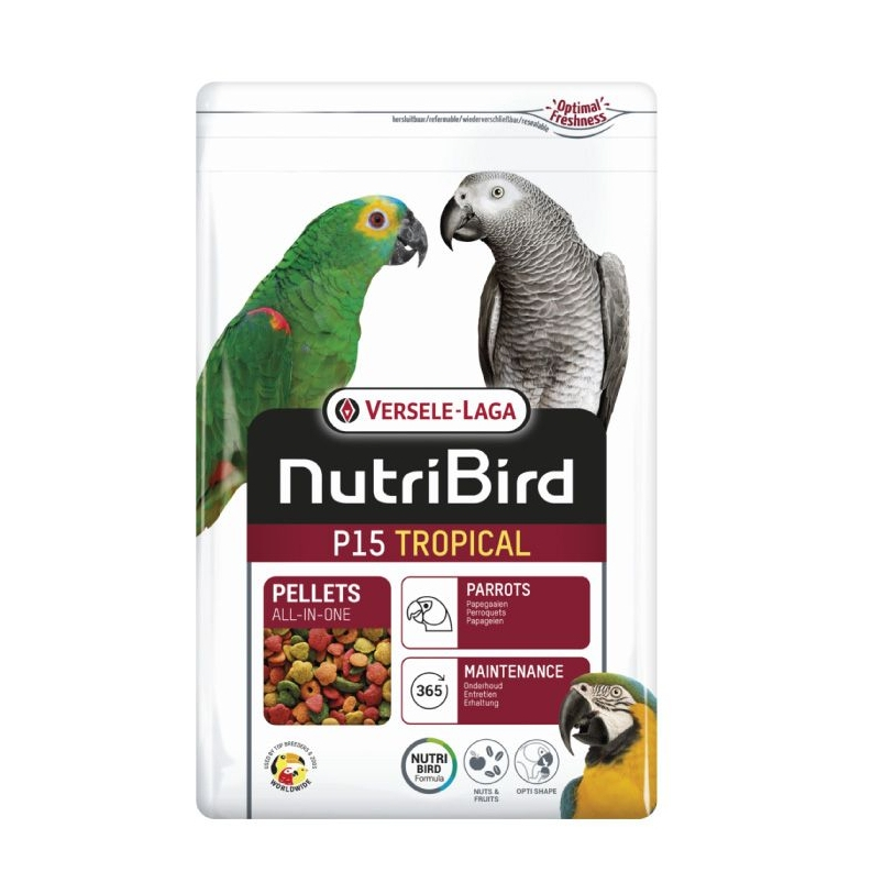 Nutribird P15 Tropical (ถุงแพ็กเกจ 3 KG.) ผลไม้อัดเม็ด สำหรับนกแก้วขนาด ...