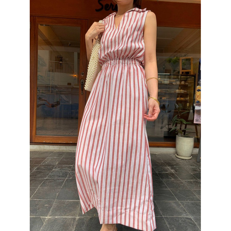 Charlotte irony | V neck Stripe Dress