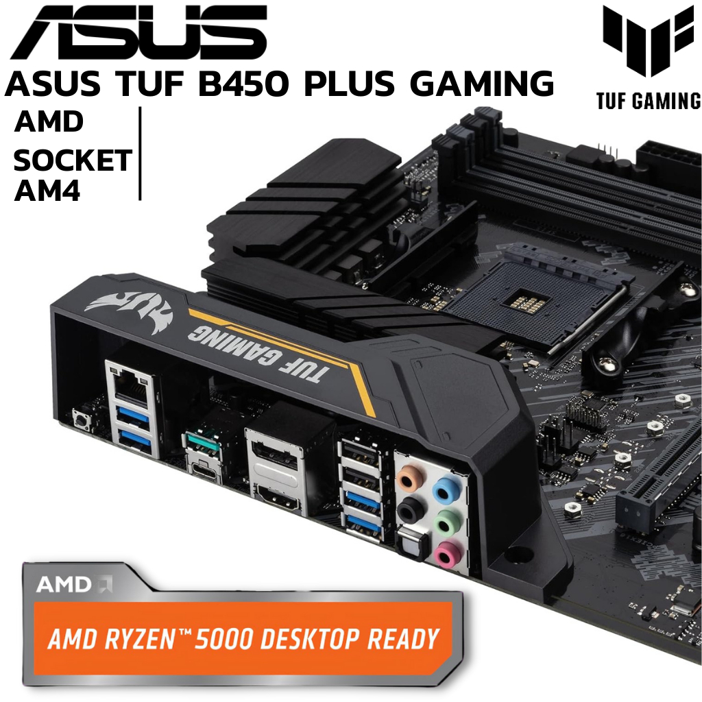 MAINBOARD (เมนบอร์ด) AM4 ASUS TUF B450-PLUS GAMING DDR4 Support