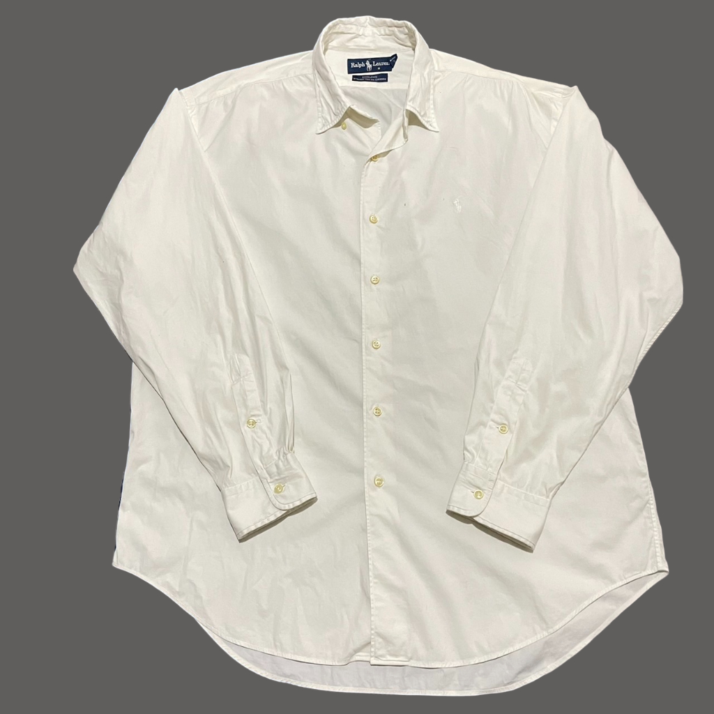 Ralph Lauren MARLOWE Long-Sleeve Silk x Cotton Shirt, Men's Size XL (approx.) silk gray type Vintage Second Hand