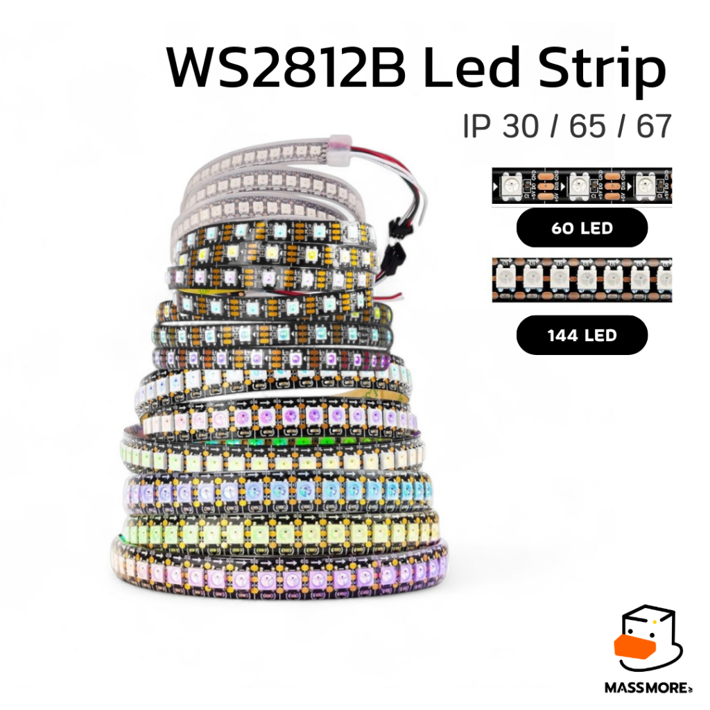 WS2812 WS2812B Neopixel หลอดแอลอีดี Led Strip RGB 5050SMD 60Pixels/m ...