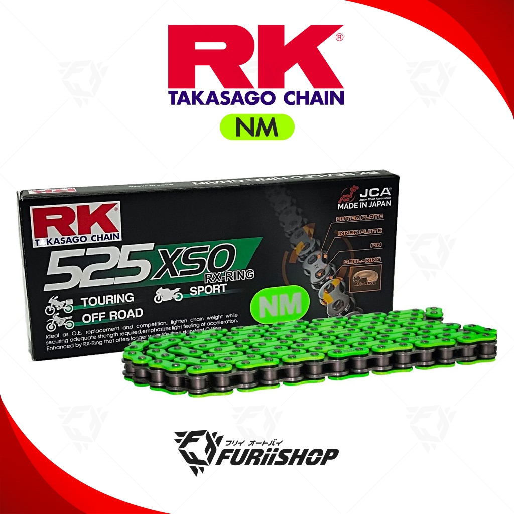 โซ่ RK Chain NM525XSO Neon Green RX-ring Chain (NM525XSO-120L) | Shopee ...