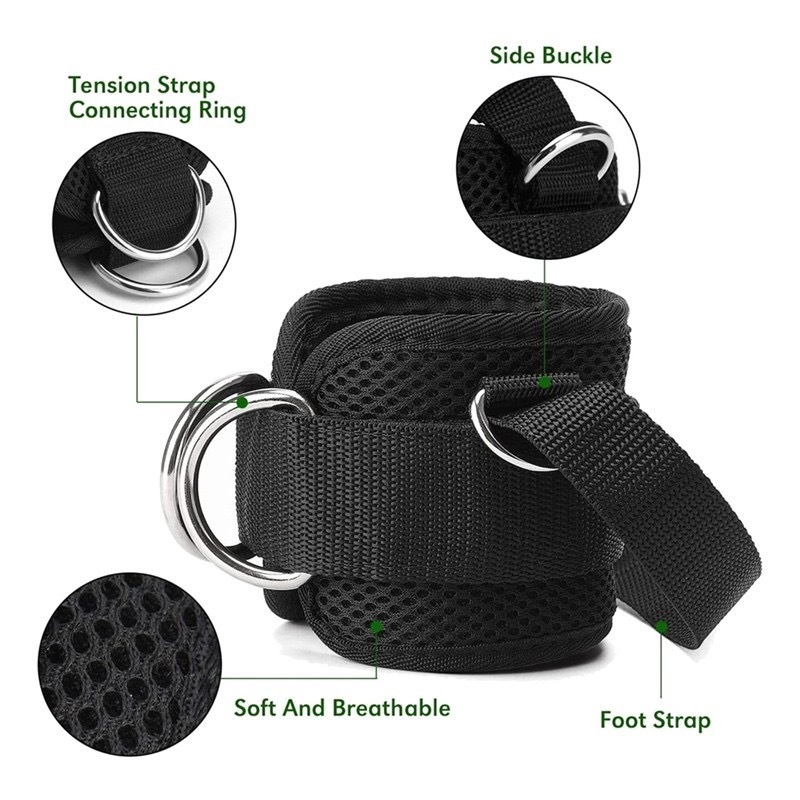2pcs Sport Ankle Straps Padded D-ring Ankle Cuffs for Gym Workouts ...