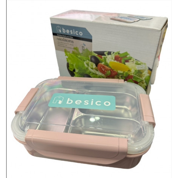 (คละสี) กล่องใส่อาหาร Besico แบบ3ช่อง (KC205) | Shopee Thailand