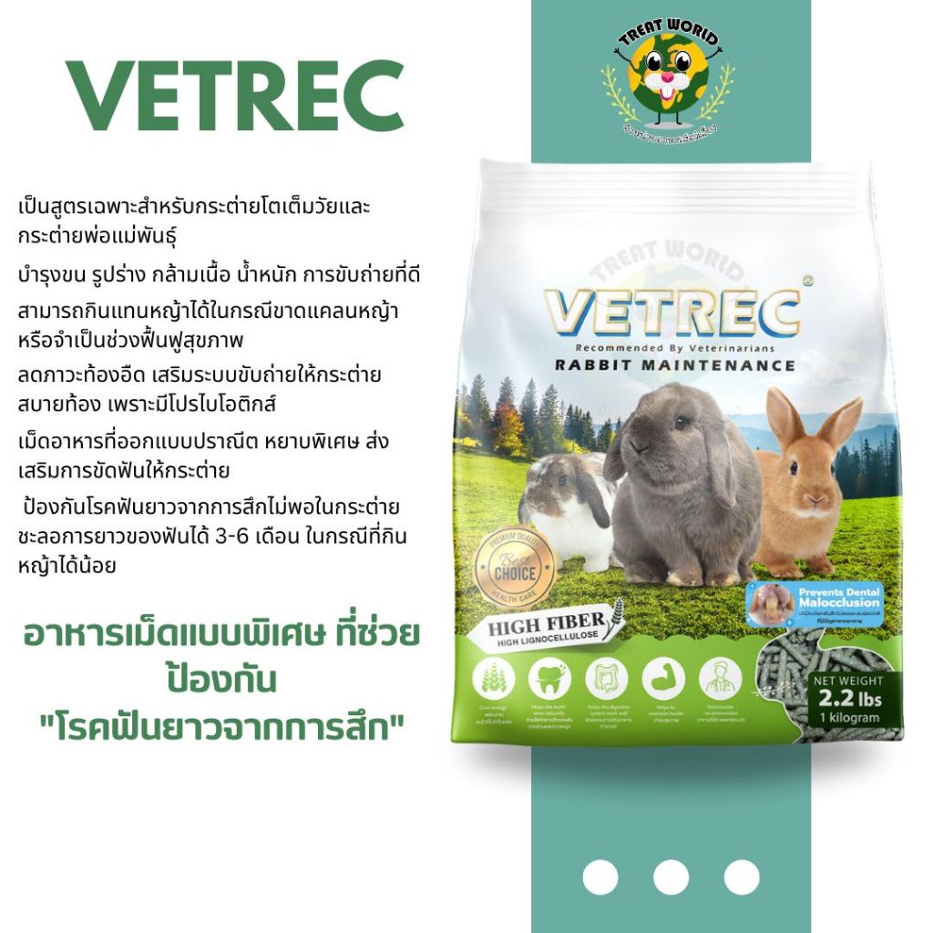 ใหม่.! VETREC Rabbit Maintenance Prevents Dental Malocclusion อาหารเม็ด ...