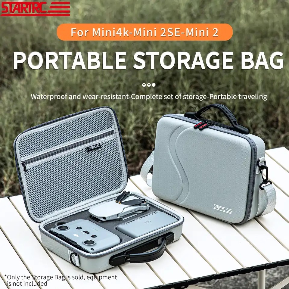 Custodia Rigida Impermeabile XBERSTAR Per DJI Mini 2 / Mini 2 SE | Antiuerto Con Rete Porta Accessori | Grigia 24x19x9 Cm