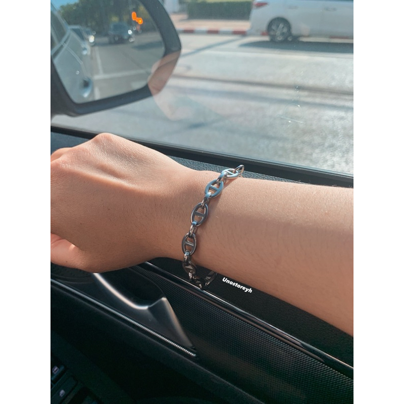 🔥Oath Chain⛓ ข้อมือสแตนเลส โซ่ทรงรีตัดกลาง ตัวล็อคOI UNO050 | Shopee ...