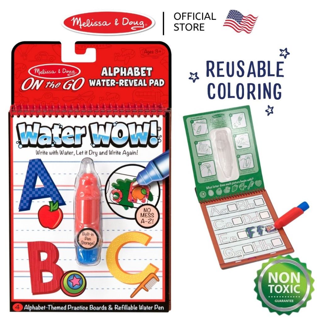 (ของแท้ USA) สมุดระบายสีด้วยน้ำ เล่นซ้ำได้ ABC Water Wow Coloring Book ...
