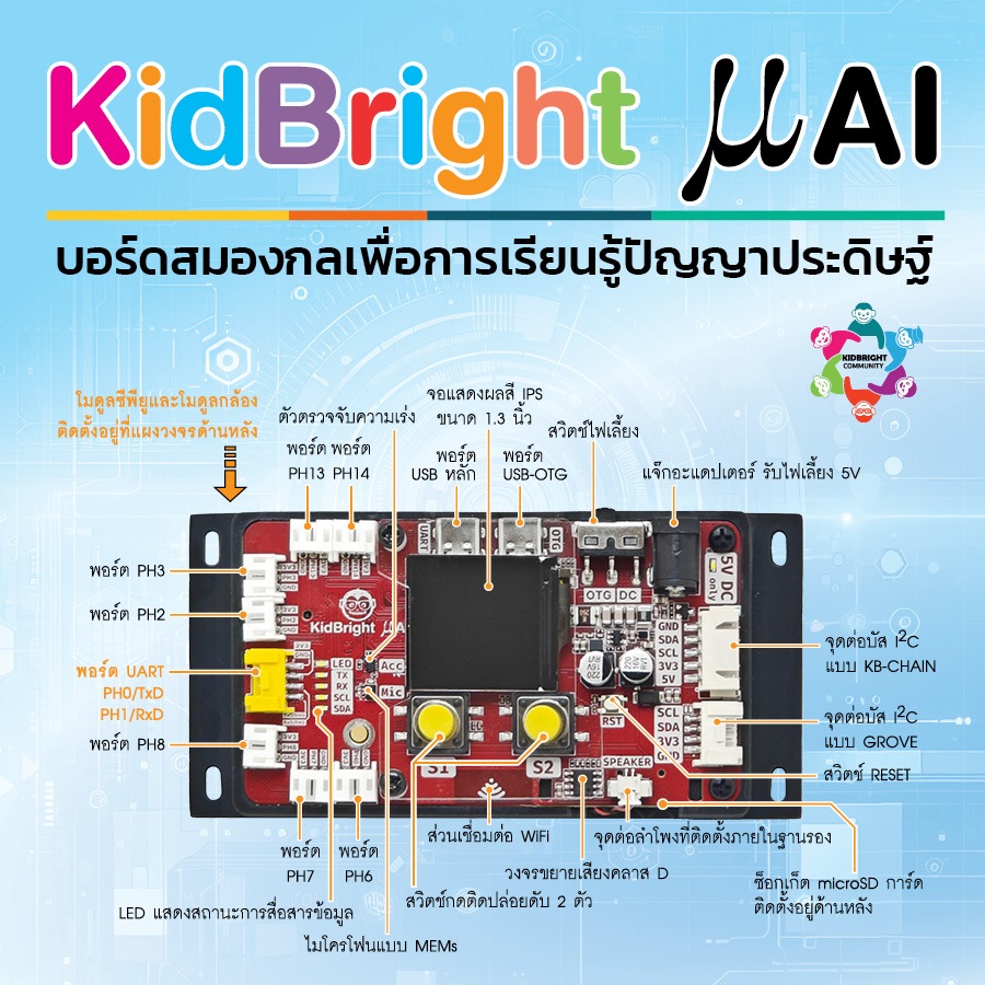 #INEX KidBright μAI บอร์ดสมองกลเพื่อการเรียนรู้ปัญญาประดิษฐ์ | Shopee ...