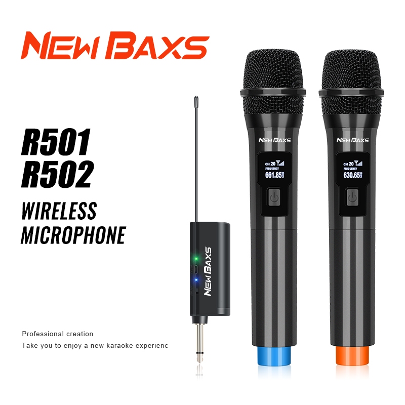 NEW BAXS R501/R502 2 ไมโครโฟนไร้สายแบบใช้มือถือ 50M UHF FM รถกระบะ ...