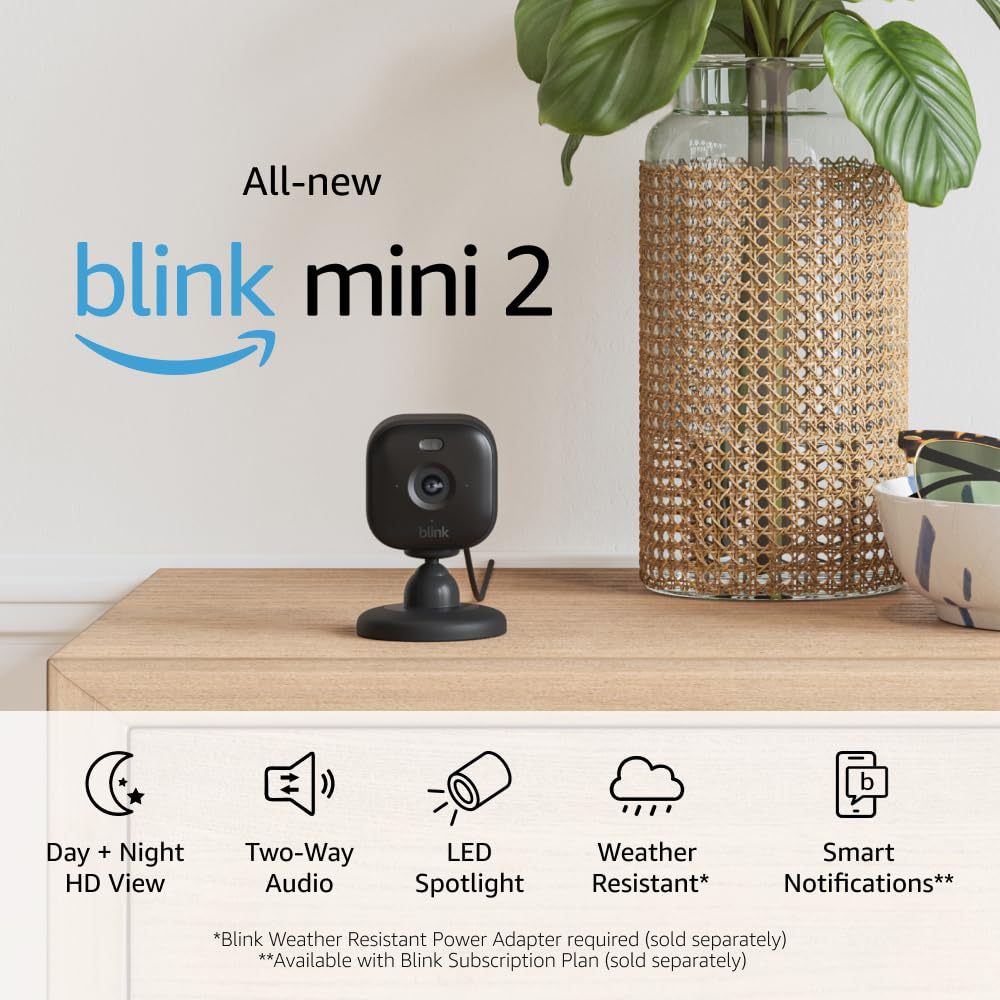 Amazon Blink Mini 2 Plug-in smart camera,HD night view in color, built ...