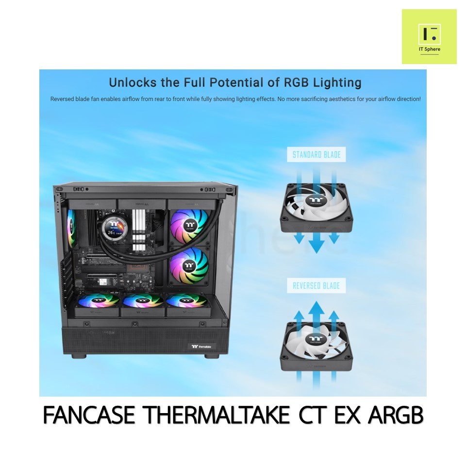 [โปรโมชั่น] Thermaltake CT120 CT140 EX ARGB MAGNETIC REVERSE BLADE Fan ...