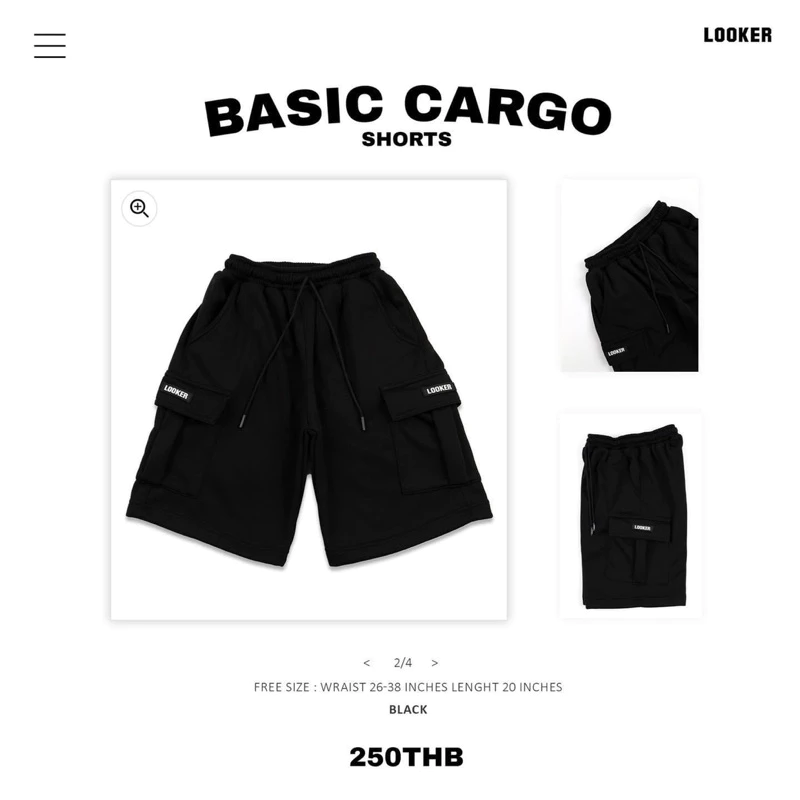LOOKER - Basic Cargo Shorts กางเกงคาร์โก้ขาสั้น (กางเกงขาสั้นคาร์โก้ผ้าสำลี) สีดำ สีน้ำตาล สีเทา https://wayoza.com