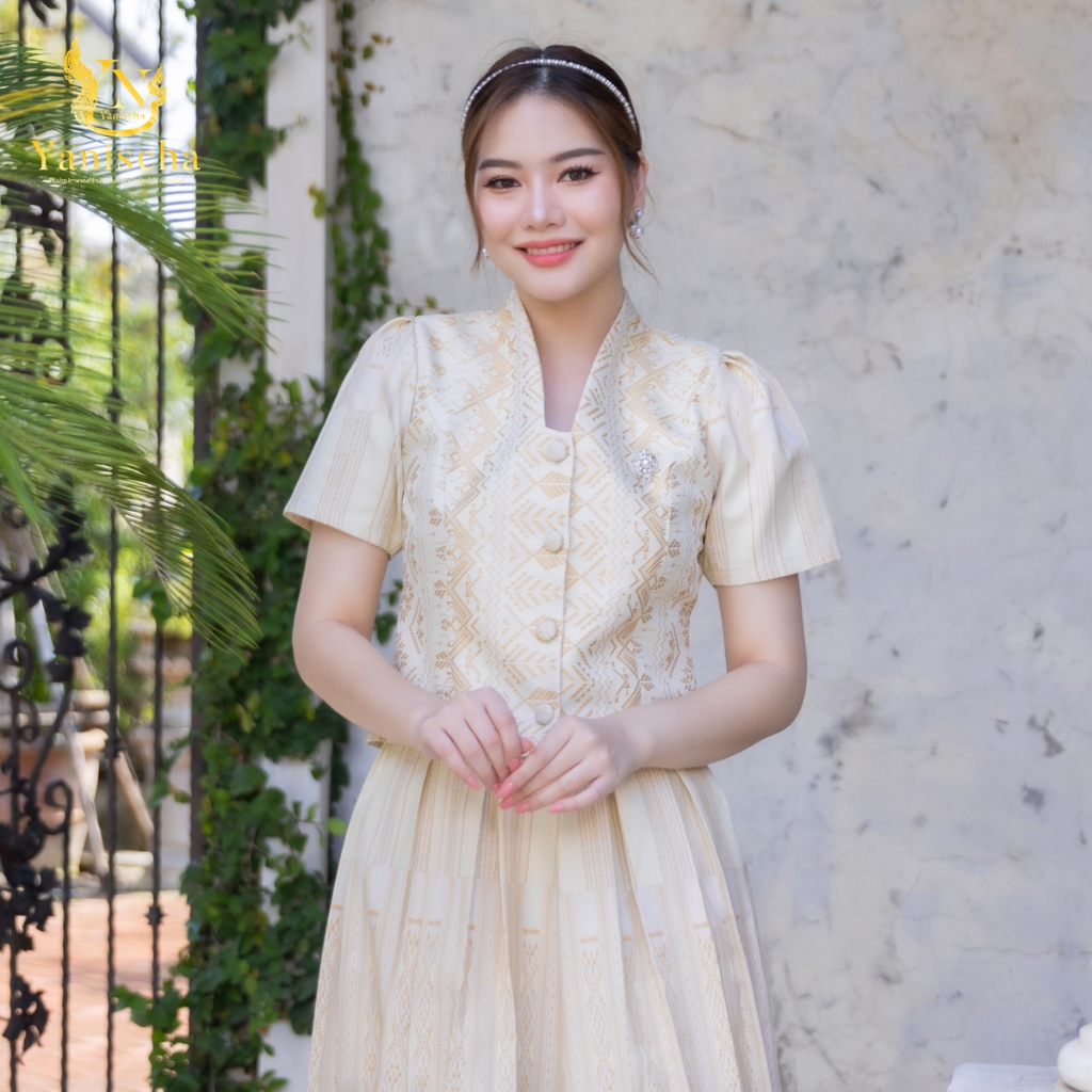 ชุดเซ็ทผ้าฝ้ายไทลื้อ ไซส์ XS-5XL ออกงาน ไปวัด ทำบุญ สวยสง่า ใส่สบาย พร้อมส่ง มุมมองที่ 3