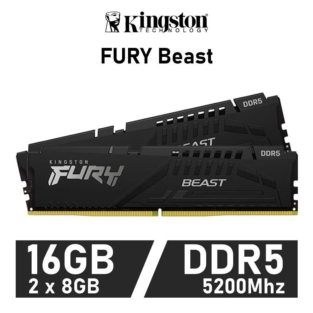 16GB (8GBx2) DDR5/5200MHz RAM (แรมพีซี) KINGSTON FURY BEAST