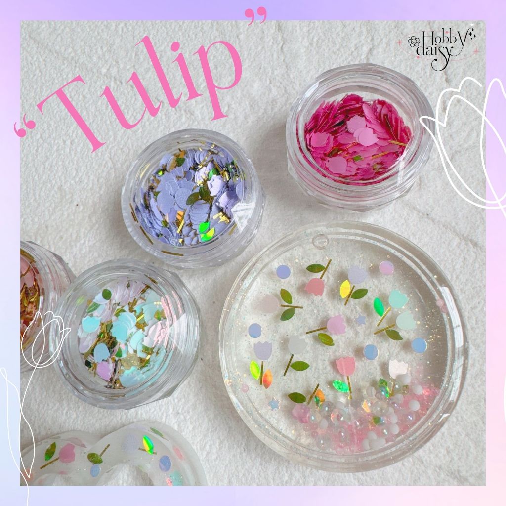 Tulip - กลิตเตอร์จิ๋วรูปดอกทิวลิป สำหรับตกแต่งเล็บ เรซิ่น และงาน ...