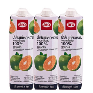 aro เอโร่ น้ำส้มเขียวหวาน ผสมเกล็ดส้ม 100% ขนาด 1000ml x3กล่อง