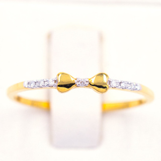 แหวนโบว์บ่าข้าง แหวนเพชร แหวนทองเพชรแท้ ทองแท้ 37.5% (9K) ME023