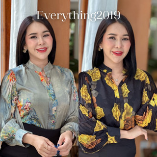 Everything2019 🌈 (6191) เสื้อคอปีนอัดพลีทแขนยาว ใส่ทำงานสวยๆ ไม่ซ้ำใคร