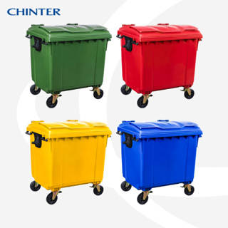 (ส่งฟรี)CHINTER F517,F522ถังขยะพลาสติก660/1100ลิตร(อย่างหนา) มีสีเหลือง,ฟ้าน้ำเงิน,แดง,เขียว ฝาเปิดด้านบน