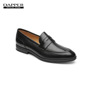 DAPPER รองเท้าหนัง แบบสวม Hi-Shine Leather Penny Loafers สีดำ (HBKB1/674LP)