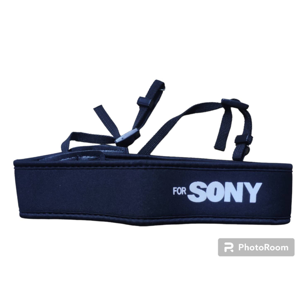 for-sony-สายคล้องกล้อง-แบบนิ่ม-neoprene-สายสีดำ-อักษรขาว