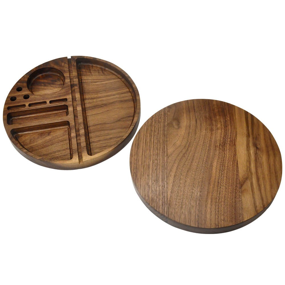 wooden-rolling-tray-ถาดไม้วอลนัททรงกลม