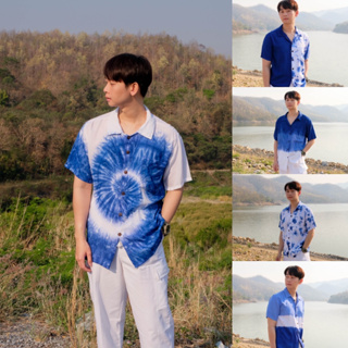 ภาพหน้าปกสินค้า(ย้อมเย็น 100%) “เสื้อฮาวาย”  มัดย้อมคราม ผ่านการฟิกสี สีสดไม่ซีด ที่เกี่ยวข้อง