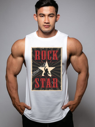 ROCK STAR เสื้อแขนกุดเว้าแขนกว้าง Drop Arm Sleeveless Muscle Shirt