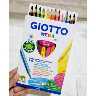 ดินสอสีไม้แท่งสามเหลี่ยมจัมโบ้ 12สี GIOTTO Mega Tri Colored Pencils