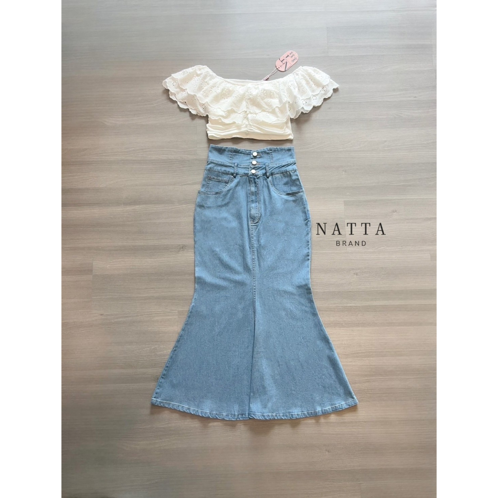 natta-เซ็ตเสื้อปาดไหล่สีขาว-รบกวนเช็คสต๊อกก่อนกดสั่งซื้อ