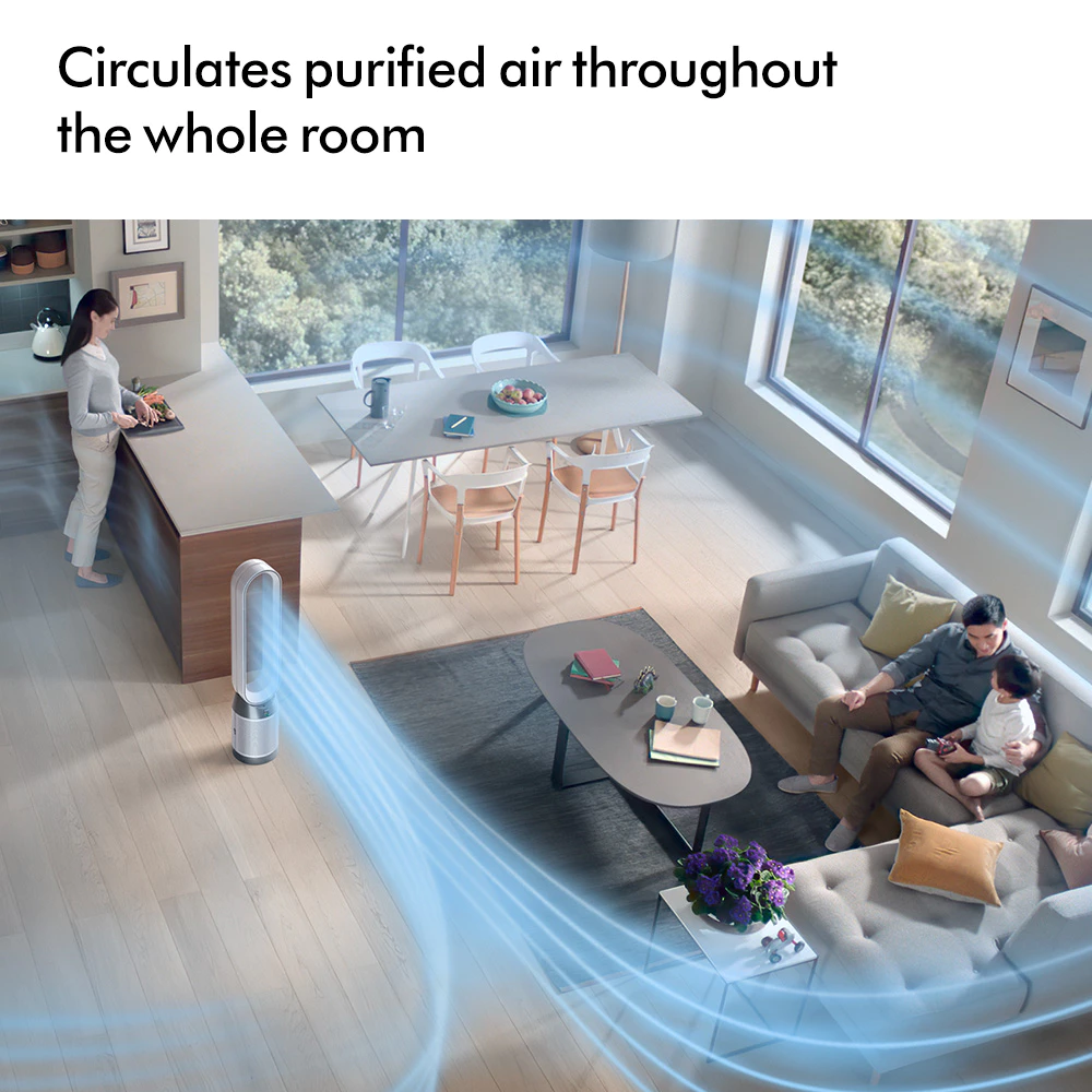 Dyson รุ่น Purifier Cool™ Gen1 TP10 พัดลมฟอกอากาศทรงทาวเวอร์ไร้ใบพัด สีขาว ระบบกรอง HEPA H13 ส่าย 350 องศา