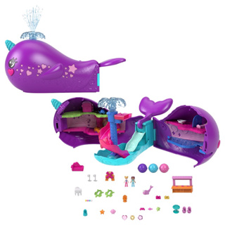 Polly Pocket Sparkle Cove Adventure Narwhal Adventurer Boat Playset